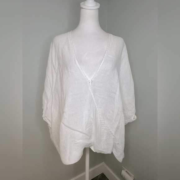 J. Jill Sweaters - J. Jill Elements 100% Linen Pullover White Relaxed Fit Lagenlook Top Size S - L